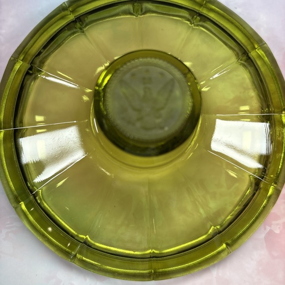 OLIVE FOSTORIA COIN GLASS CANDY DISH WITH LID 6 1/4" X 2" - Picture 8 of 9